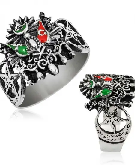 Gümüş Osmanlı Devlet Arması Erkek Yüzük