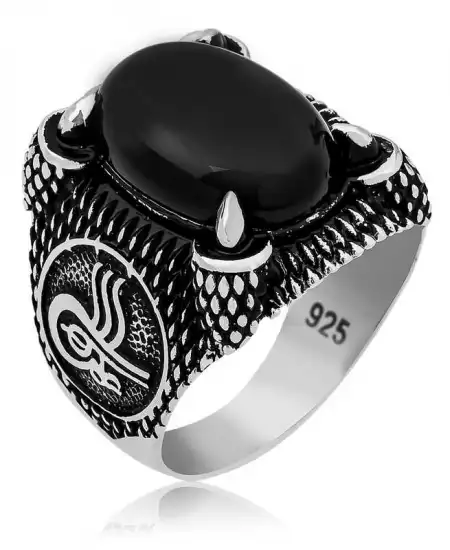 Gümüş Osmanlı Tuğra Armalı Pençe Erkek Yüzük