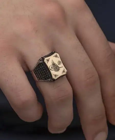 Gümüş Osmanlı Tuğralı Erkek Yüzük