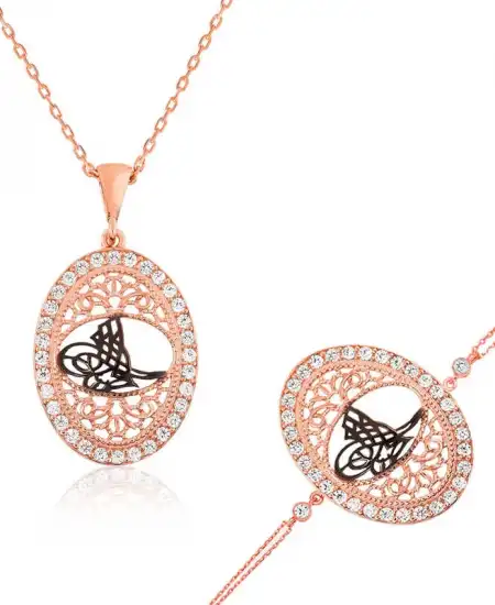 Gümüş Osmanlı Tuğrası Bayan Set