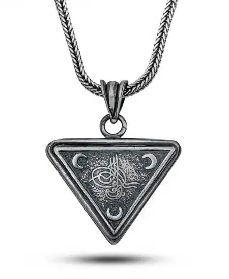 Gümüş Osmanlı Tuğrası Hilal Cevşen Kolye