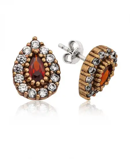 Gümüş Otantik Damla Çivili Küpe