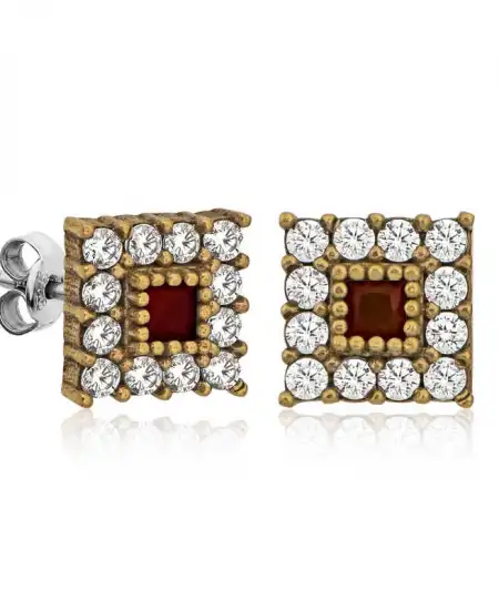 Gümüş Otantik Kare Çivili Bayan Küpe