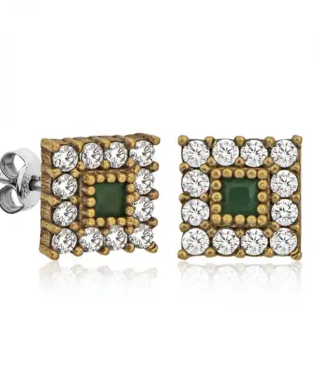 Gümüş Otantik Kare Çivili Bayan Küpe