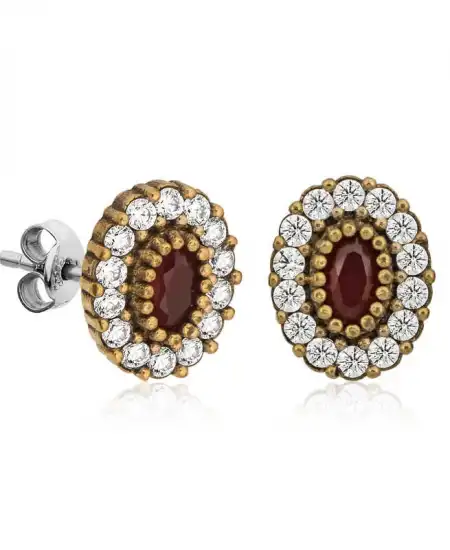 Gümüş Otantik Oval Çivili Bayan Küpe