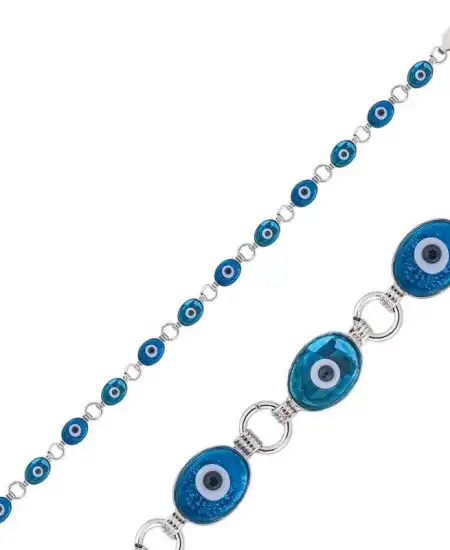 Gümüş Oval Nazar Bayan Bileklik