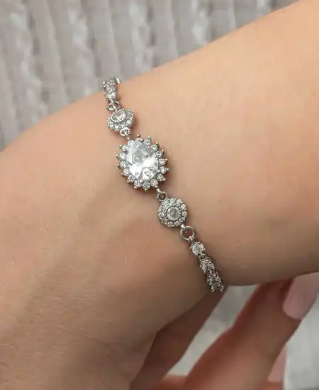 Gümüş Oval Su Yolu Kadın Bileklik