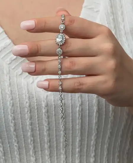 Gümüş Oval Su Yolu Kadın Bileklik