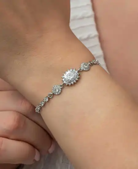 Gümüş Oval Su Yolu Kadın Bileklik