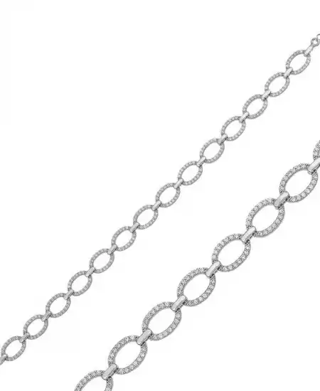 Gümüş Oval Taşlı Bayan Bileklik