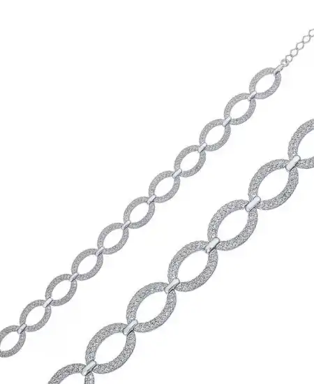 Gümüş Oval Taşlı Bayan Bileklik