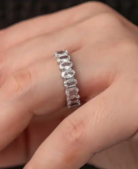 Gümüş Oval Taşlı Tamtur Kadın Yüzük