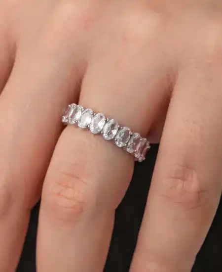 Gümüş Oval Taşlı Tamtur Kadın Yüzük