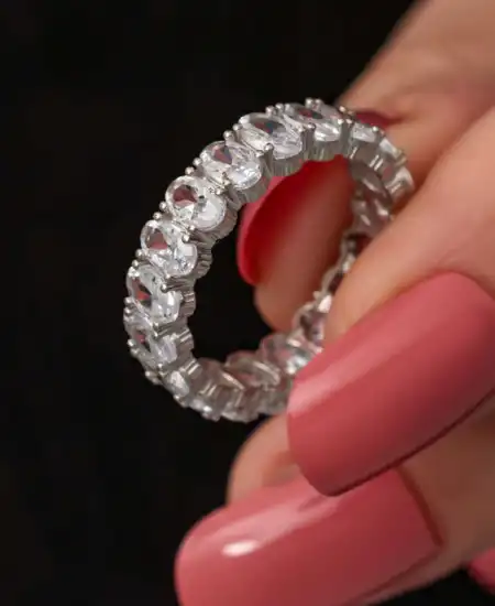 Gümüş Oval Taşlı Tamtur Kadın Yüzük