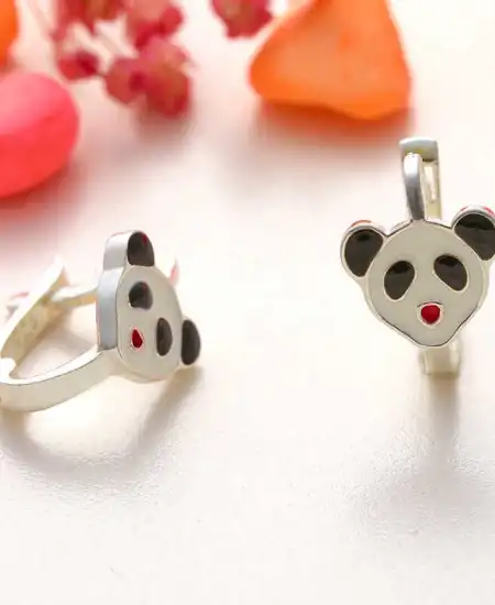 Gümüş Panda Çocuk Küpesi