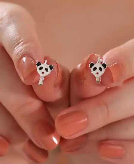 Gümüş Panda Çocuk Küpesi