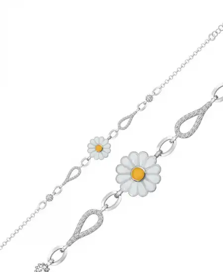 Gümüş Papatya Bayan Bileklik