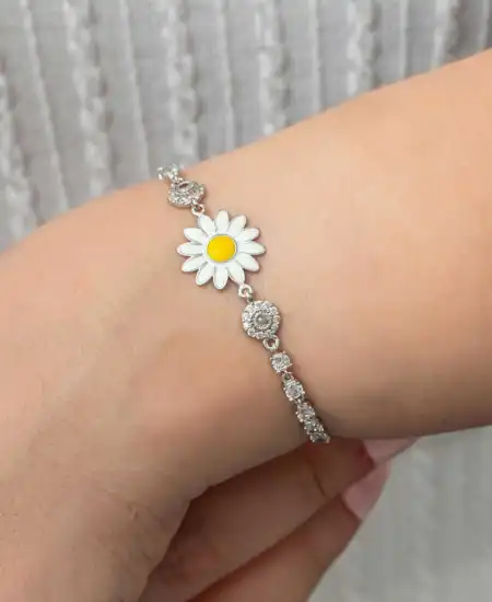 Gümüş Papatya Su Yolu Kadın Bileklik