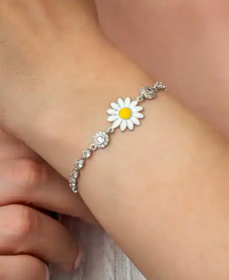 Gümüş Papatya Su Yolu Kadın Bileklik