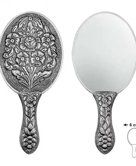 Gümüş Papatya Ve Gül Motifli El Aynası