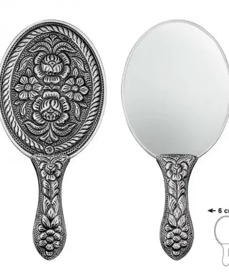Gümüş Papatya Ve Gül Motifli El Aynası