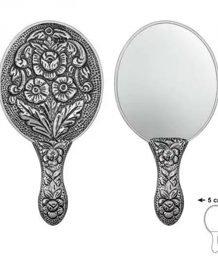 Gümüş Papatya Ve Gül Motifli El Aynası
