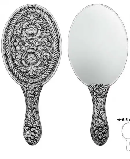 Gümüş Papatya Ve Gül Motifli El Aynası