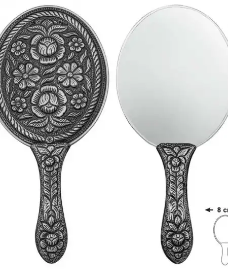 Gümüş Papatya Ve Gül Motifli El Aynası