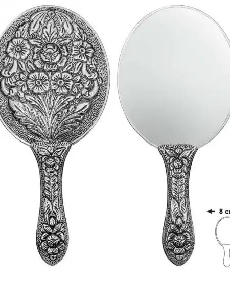 Gümüş Papatya Ve Gül Motifli El Aynası