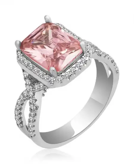 Gümüş Pembe Baget Bayan Yüzük