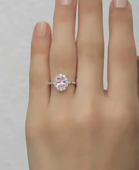Gümüş Pembe Oval Taşlı Kadın Yüzük