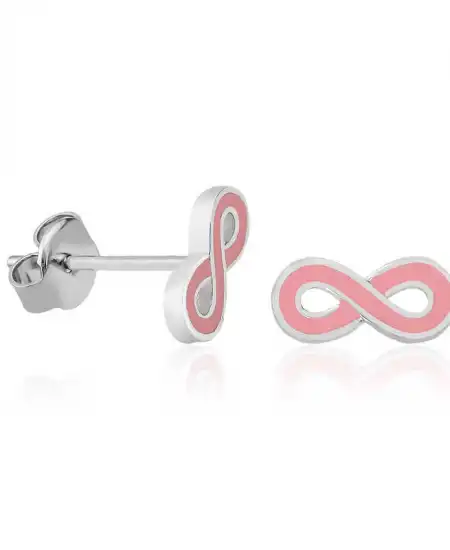 Gümüş Pembe Sonsuzluk Çivili Küpe