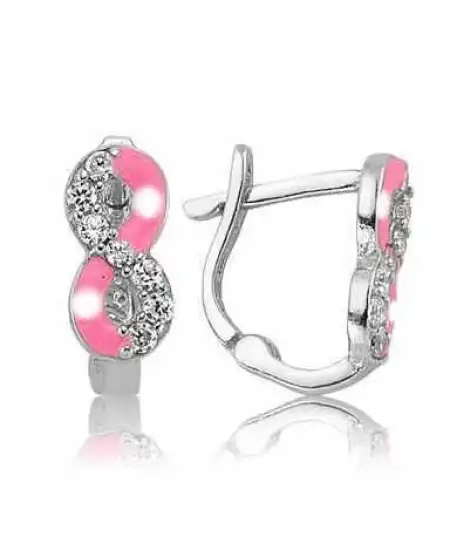 Gümüş Pembe Sonsuzluk Çocuk Küpesi