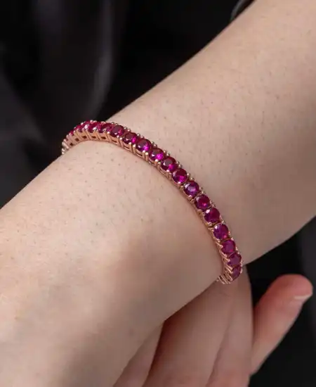 Gümüş Pembe Taşlı Su Yolu Kadın Bileklik