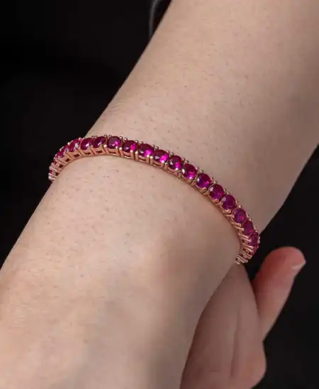 Gümüş Pembe Taşlı Su Yolu Kadın Bileklik