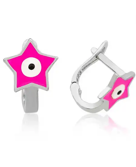 Gümüş Pembe Yıldız Çocuk Küpesi