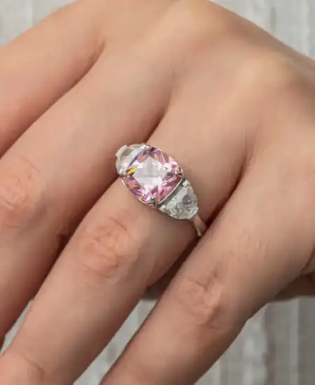 Gümüş Pembe Zirkon Taşlı Kadın Yüzük