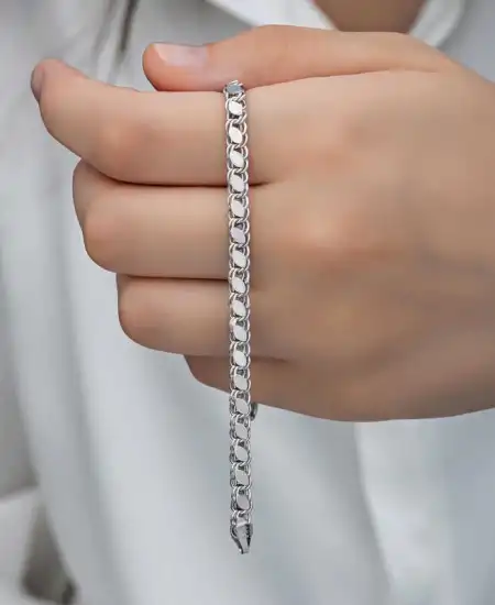 Gümüş Pullu Zincir Kadın Bileklik