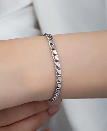 Gümüş Pullu Zincir Kadın Bileklik