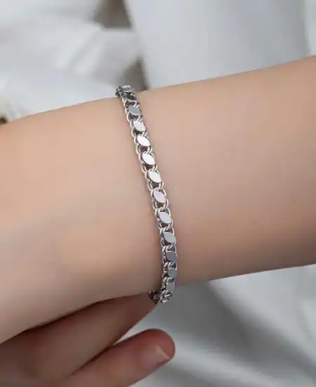 Gümüş Pullu Zincir Kadın Bileklik