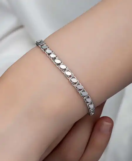 Gümüş Pullu Zincir Kadın Bileklik