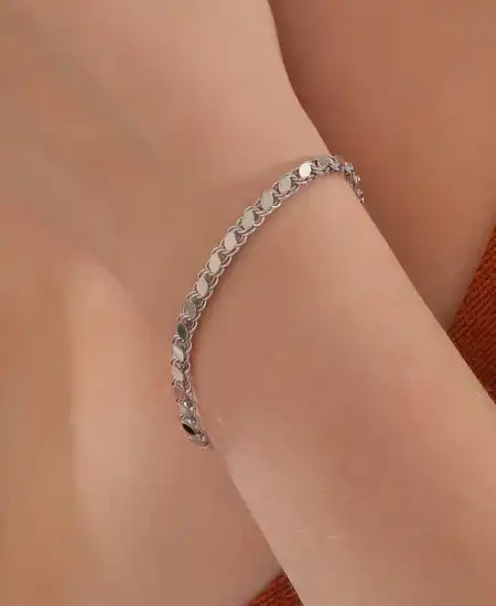Gümüş Pullu Zincir Kadın Bileklik