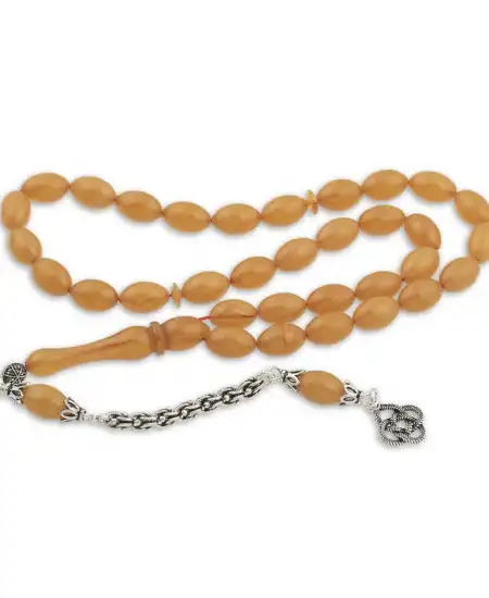 Gümüş Püskül Arpa Sıkma Kehribar Tesbih