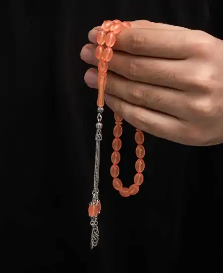 Gümüş Püskül Sıkma Kehribar Tesbih