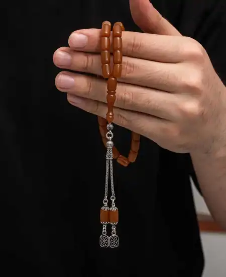 Gümüş Püskül Sıkma Kehribar Tesbih