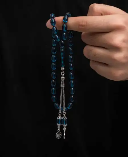 Gümüş Püskül Sıkma Kehribar Tesbih