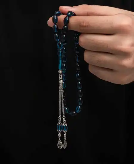 Gümüş Püskül Sıkma Kehribar Tesbih