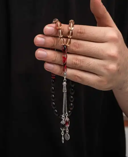 Gümüş Püskül Sıkma Kehribar Tesbih