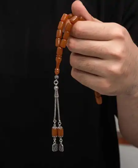 Gümüş Püskül Sıkma Kehribar Tesbih