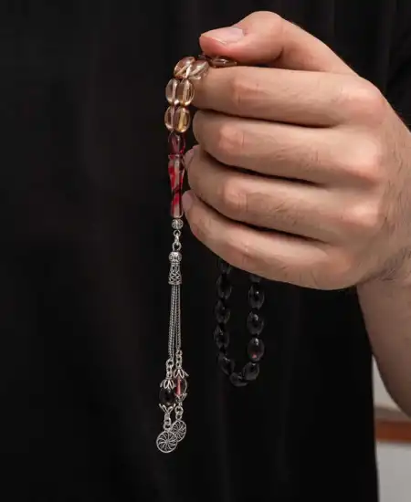 Gümüş Püskül Sıkma Kehribar Tesbih